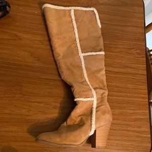 Brown and Cream heeled boots
